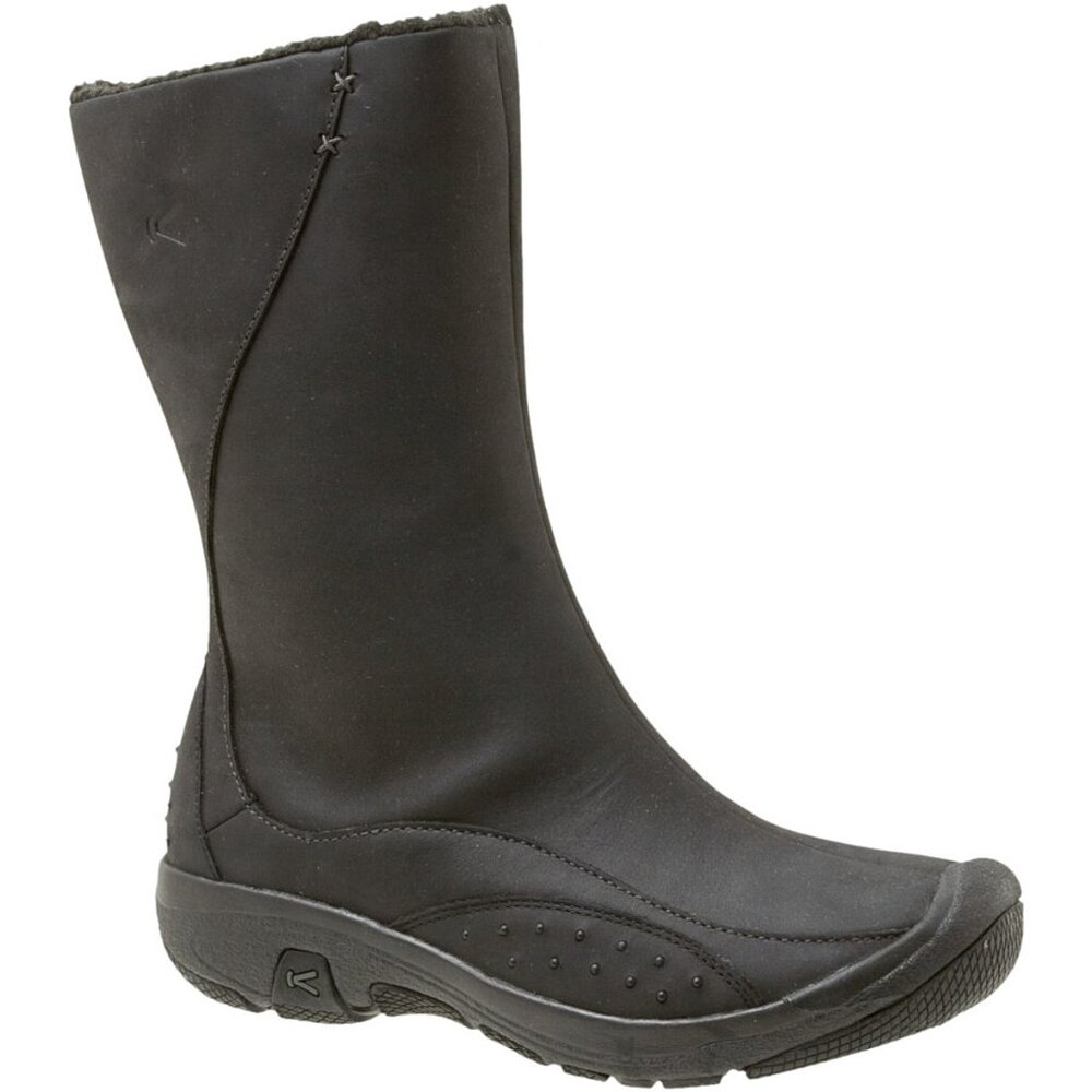 Keen Women's Black Stockholm Leather Fur Mid-Calf Winter‎ Snow Boots Size 7
